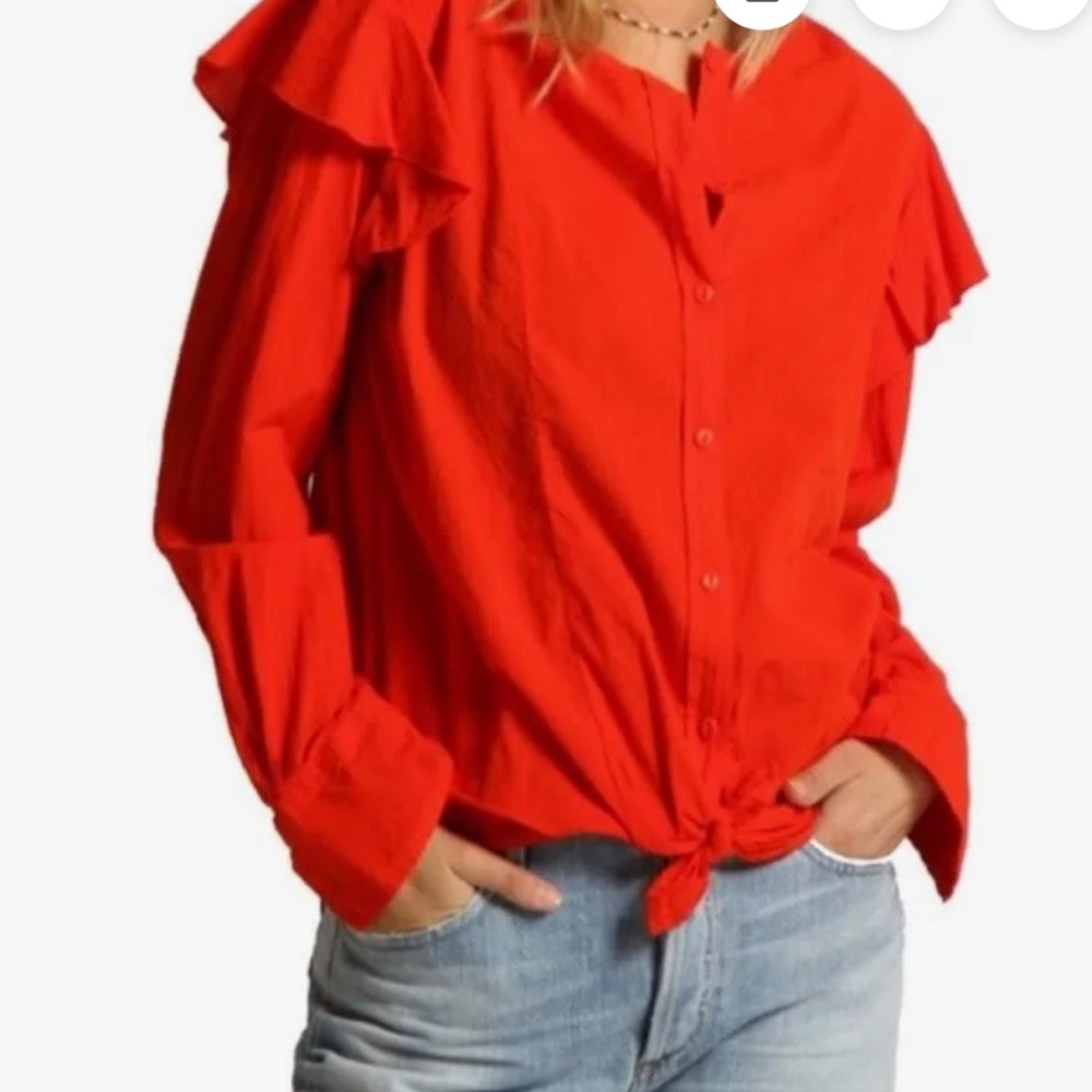 Current/Elliott Red Button Down Shirt - image 1